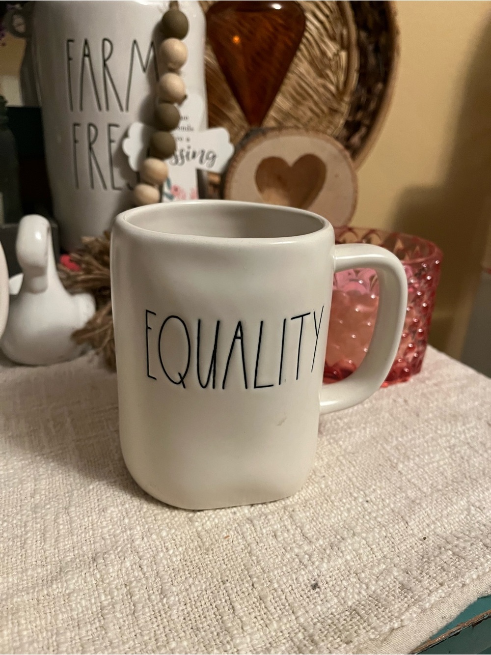 Rae Dunn White 'EQUALITY' Ceramic Mug